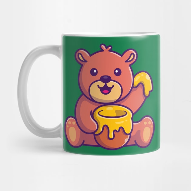Cute Honey Bear With Honey Cartoon by Catalyst Labs